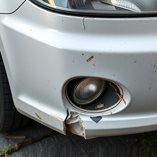damaged car bumper