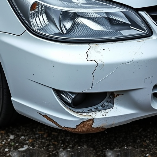 damaged car bumper