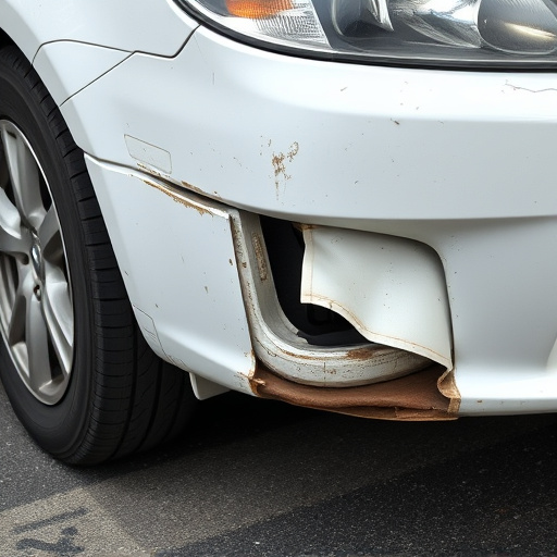 damaged car bumper