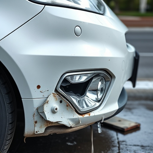 damaged car bumper