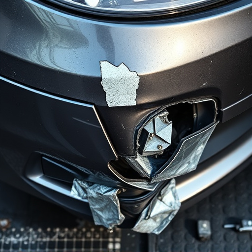 damaged car bumper