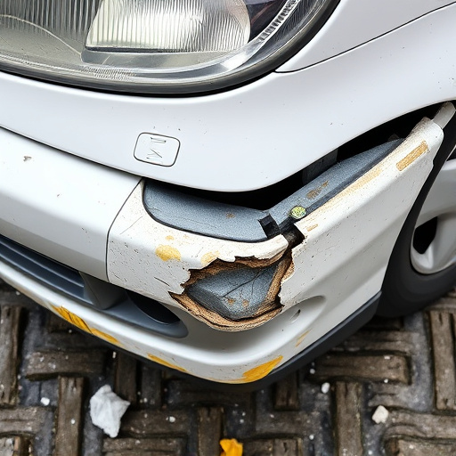 damaged car bumper
