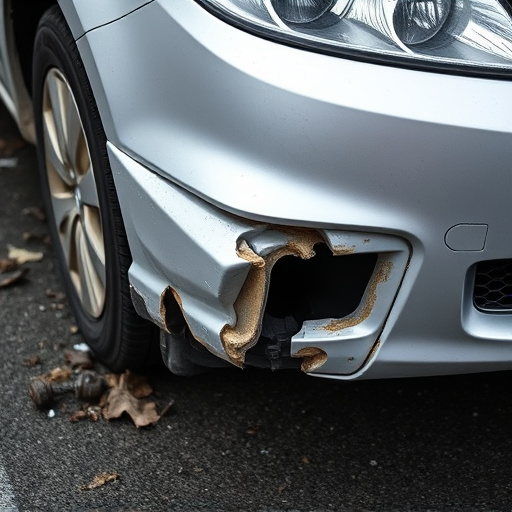 damaged car bumper