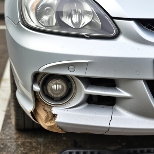 damaged car bumper