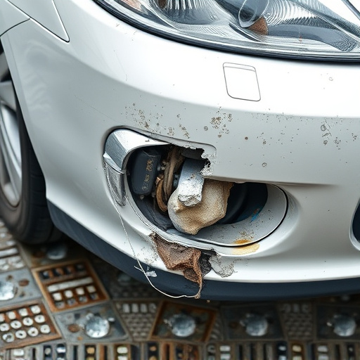 damaged car bumper