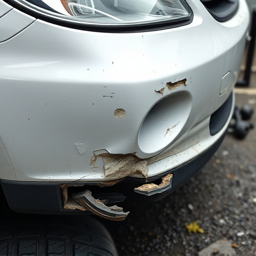 damaged car bumper
