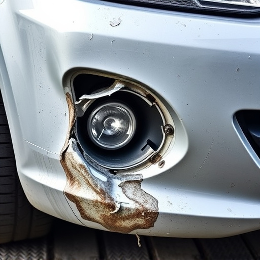 damaged car bumper
