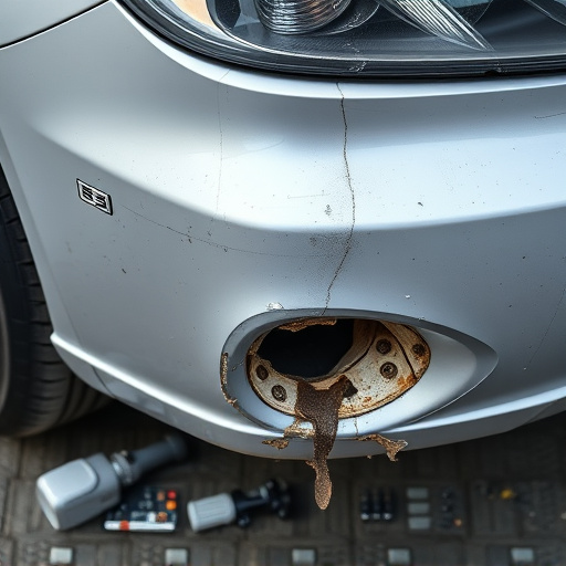 damaged car bumper