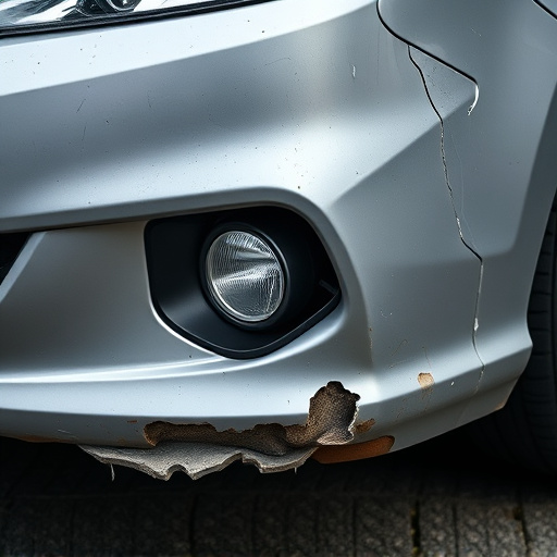damaged car bumper