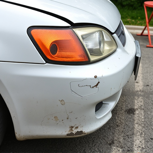 damaged car bumper