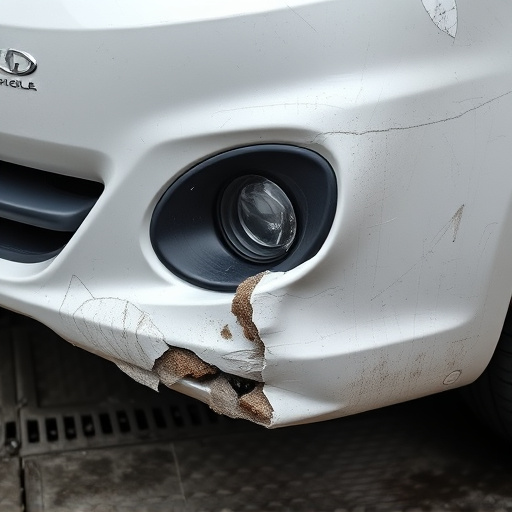 damaged car bumper