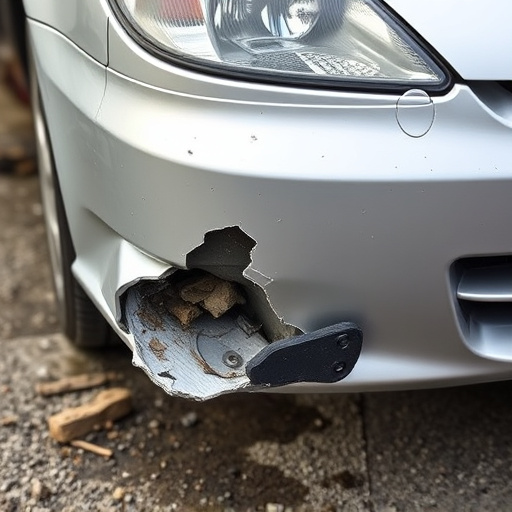 damaged car bumper