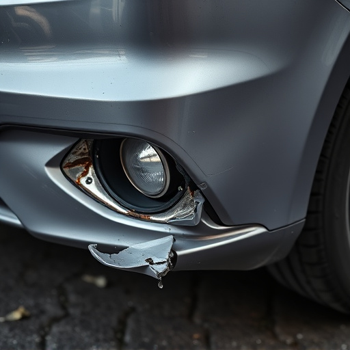 damaged car bumper