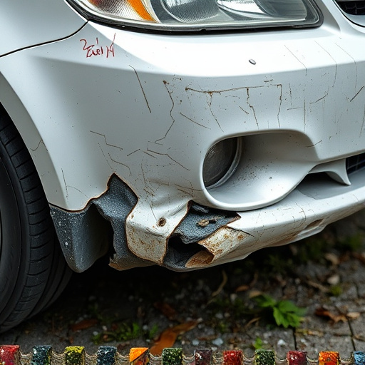 damaged car bumper