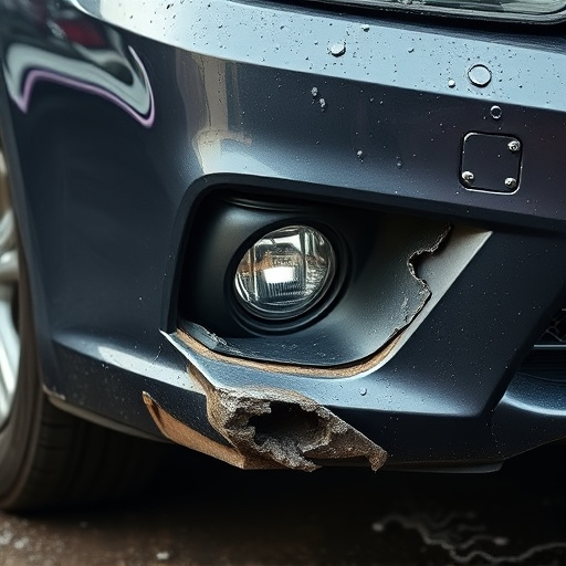 damaged car bumper