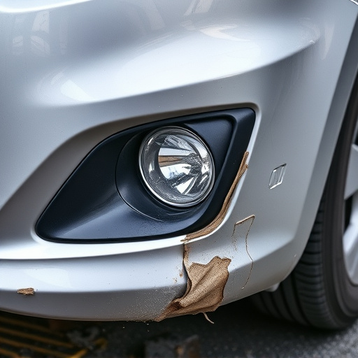 damaged car bumper