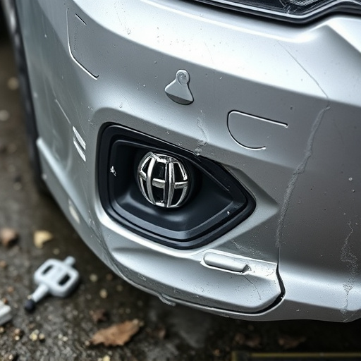 damaged car bumper
