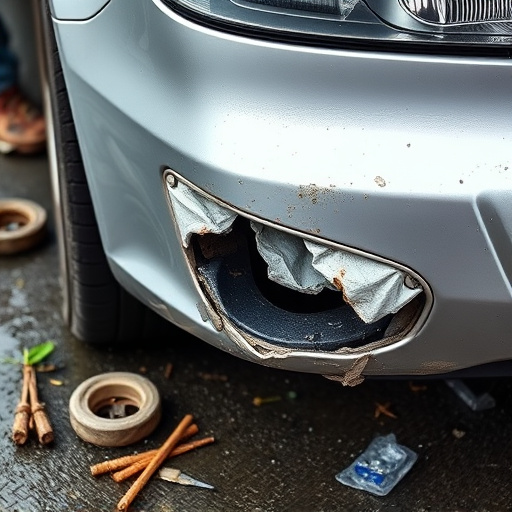 damaged car bumper