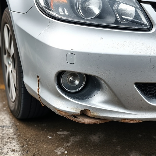 damaged car bumper
