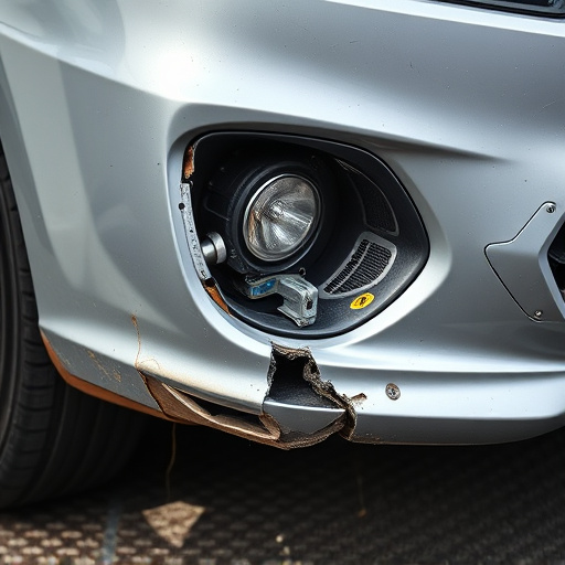 damaged car bumper