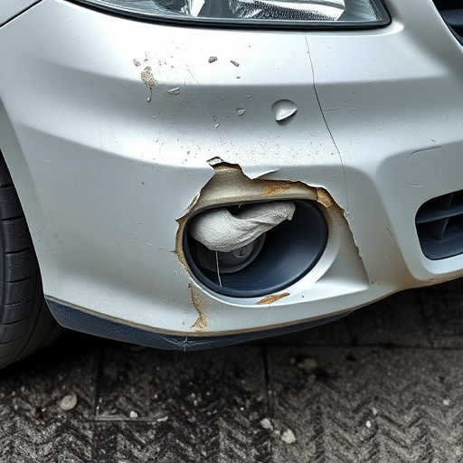 damaged car bumper