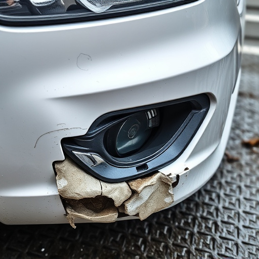 damaged car bumper