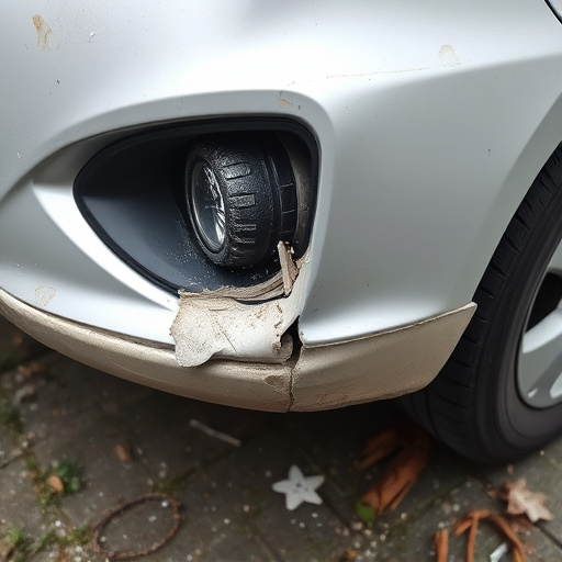damaged car bumper