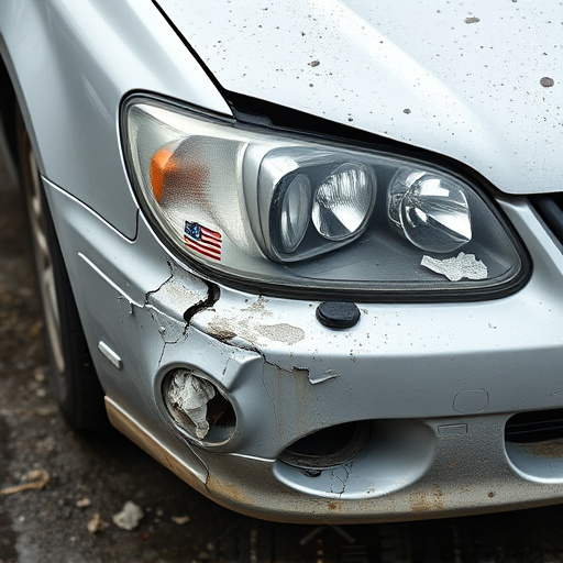 damaged car bumper