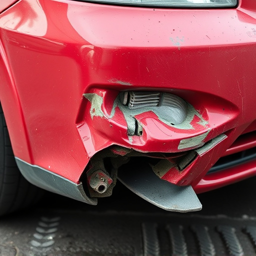 damaged car bumper