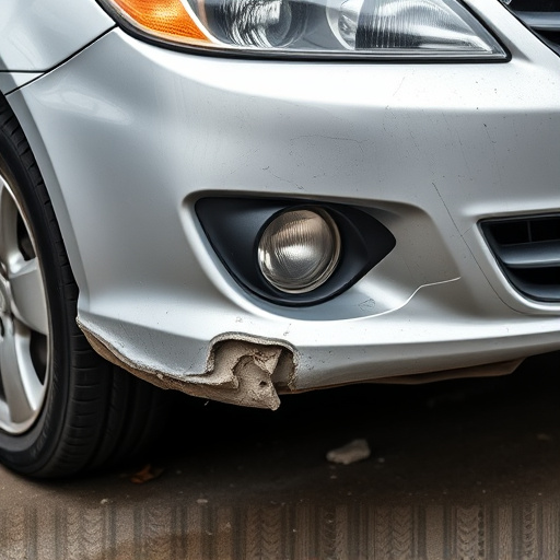 damaged car bumper