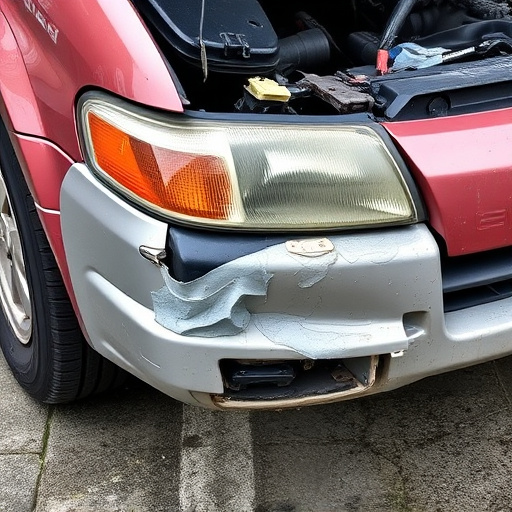 damaged car bumper