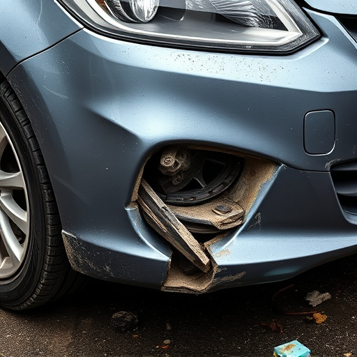 damaged car bumper