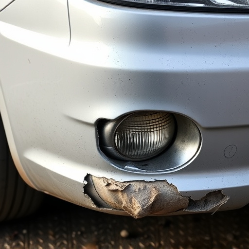damaged car bumper
