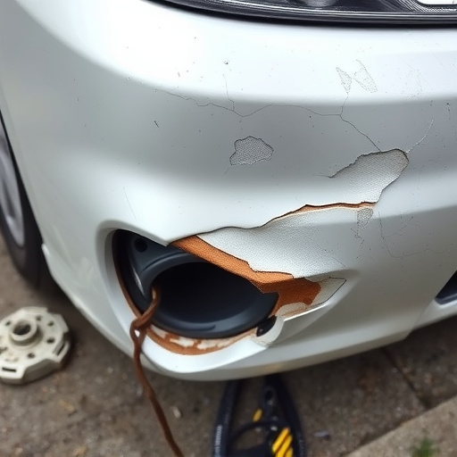 damaged car bumper
