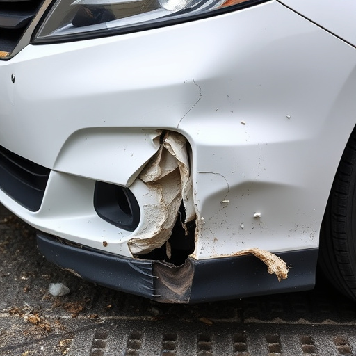 damaged car bumper