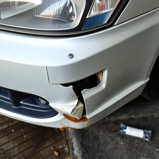 damaged car bumper