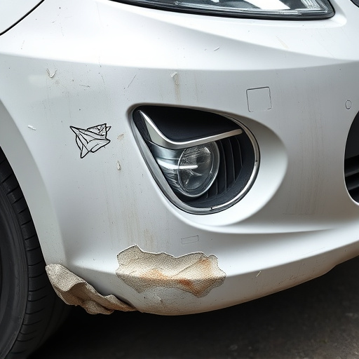 damaged car bumper