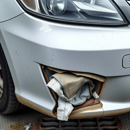 damaged car bumper