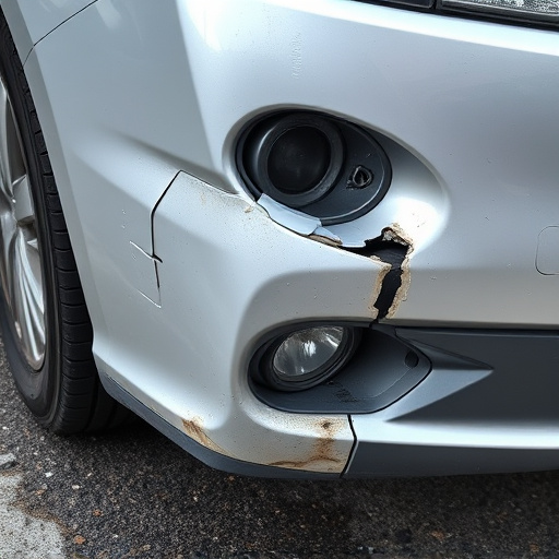 damaged car bumper