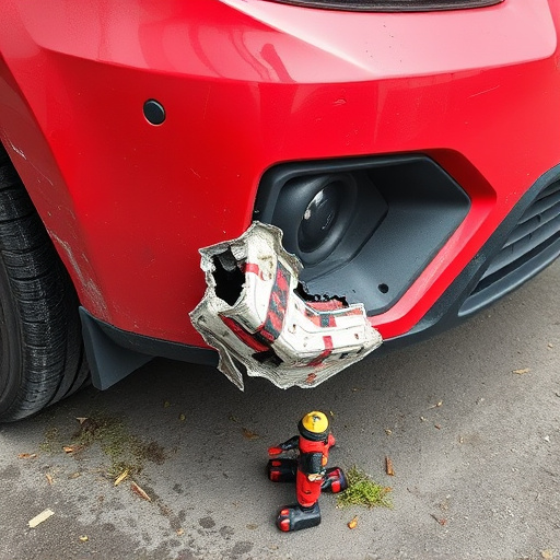 damaged car bumper