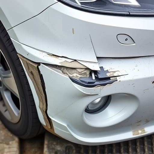 damaged car bumper