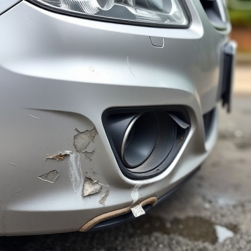 damaged car bumper