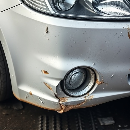damaged car bumper