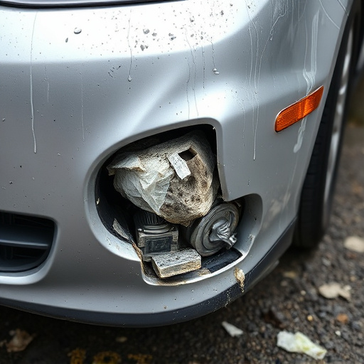 damaged car bumper