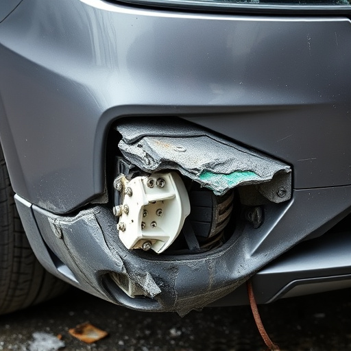 damaged car bumper