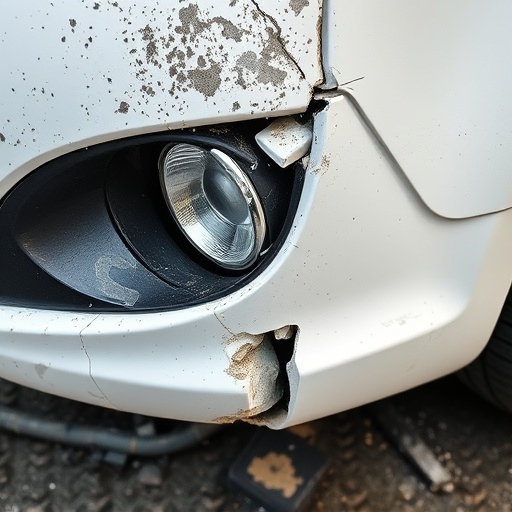 damaged car bumper