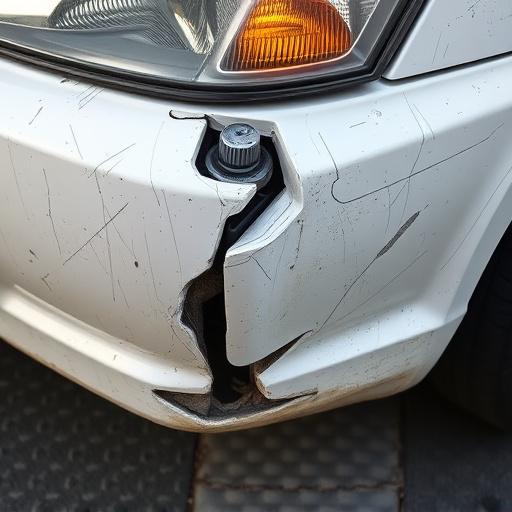 damaged car bumper