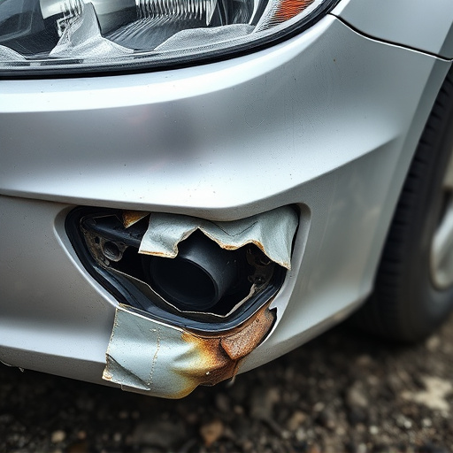damaged car bumper