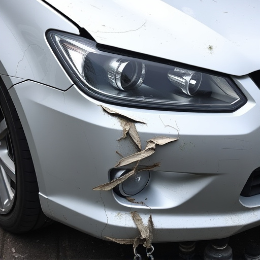 damaged car bumper