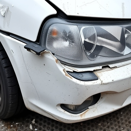 damaged car bumper